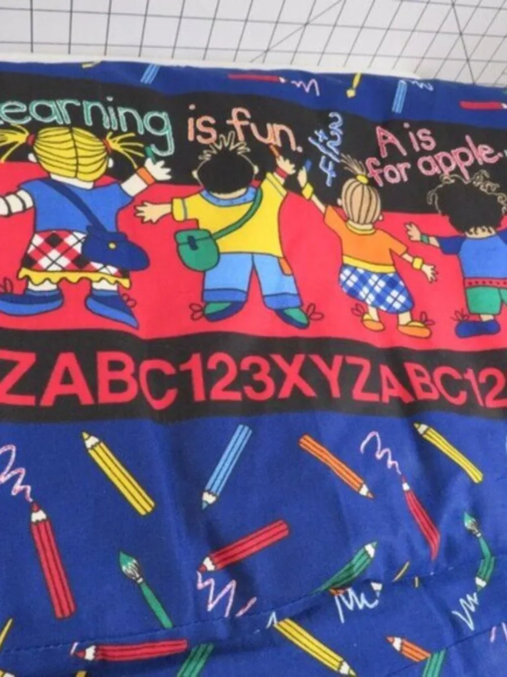 VTG Fabric Traditions Learning Is Fun School Bus Curtain Panel 4+ Yards Class